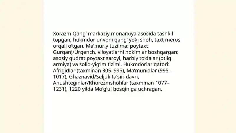 Xorazm Qangʻ Dovon Yuechji Kushon va Kushon davlatlari 3