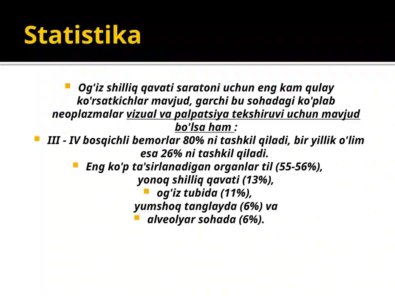 Yuz terisi , og'iz bo'shlig'i shilliq qavati va lablarning qizil chegarasining rak oldi kasalliklari 3