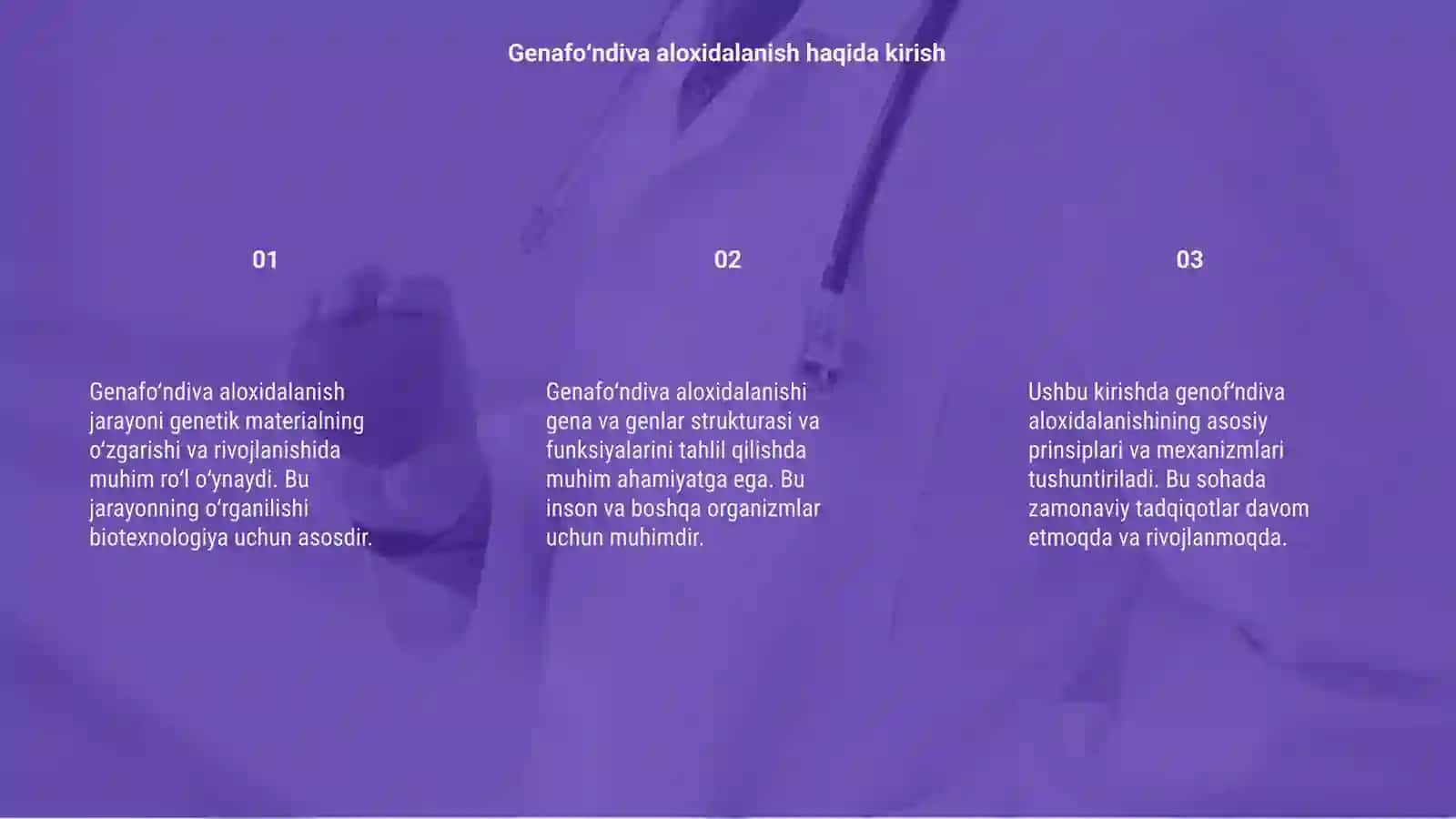Populyatsiya genafo‘ndiva aloxidalanish 3