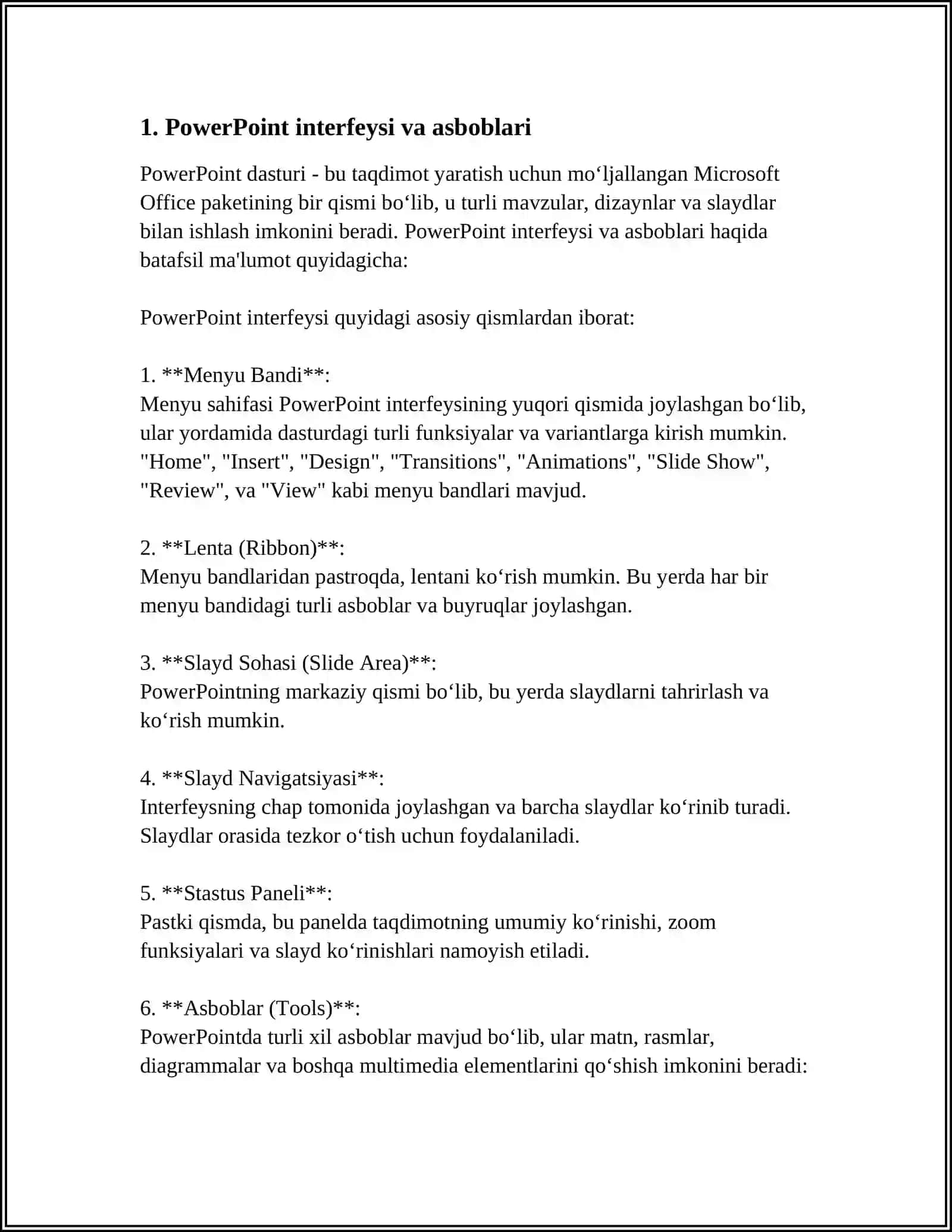 MS POWER POINTDA ÕRGATUVCHI INTERAKTIV TAQDIMOTLAR YARATISH 3