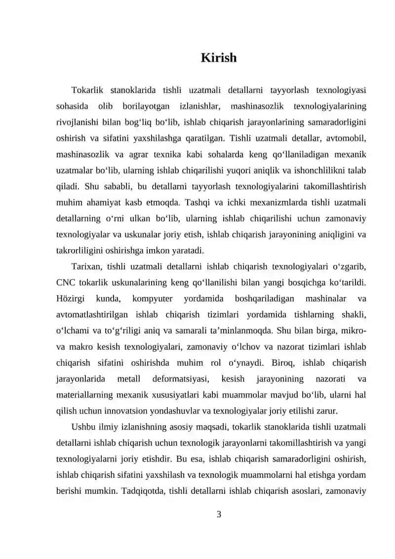 TOKARLIK STANOKLARIDA TISHLI UZATMALI DETALLARNI TAYYORLASH TEXNOLOGIYASI 3