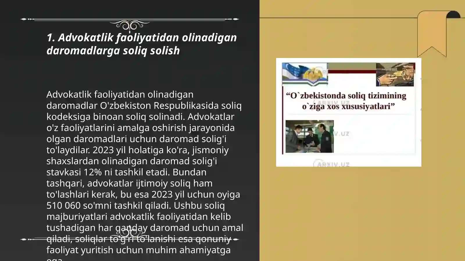 Advakatlarga Soliq solishning o’ziga xos xususiyatlari 3