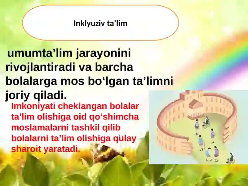 Inklyuziv ta’lim sinflari va boshlang’ich tayanch korreksion sinflarda imkoniyati cheklangan bolalarni o’qitish bo’yicha pedogogik jarayonni tashkil etish yo’llari 3