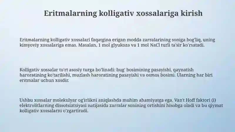 Eritmalarning kolligativ xossalari 3