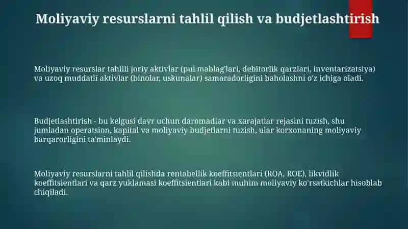 Moliyaviy resurslar tahlili 3