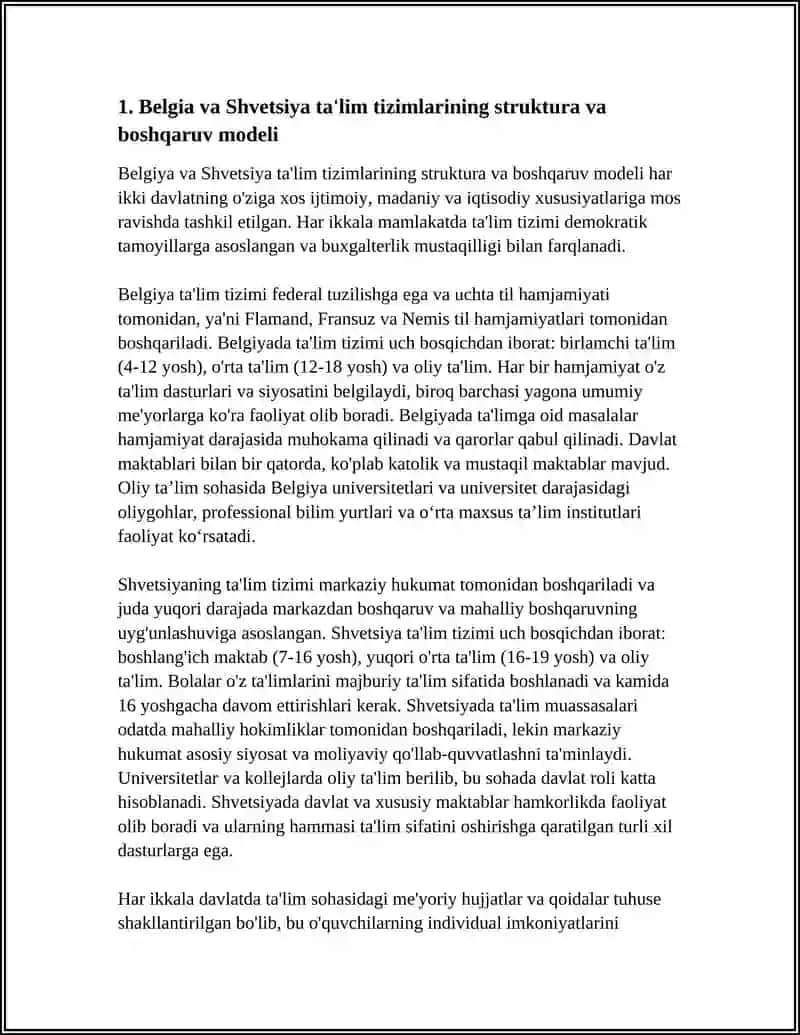 BELGIYA VA SHVETSIYA DAVLATLARI TALIM TIZIMIGA KOMPRATIVISTIK TAHLILI 3