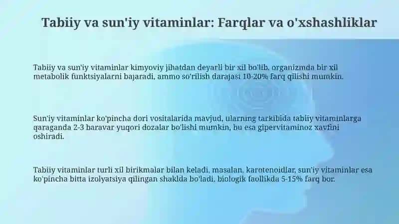 TTabiiy va sun'iy vetaminlam metabalizmi va eskretsiyalanishi 3