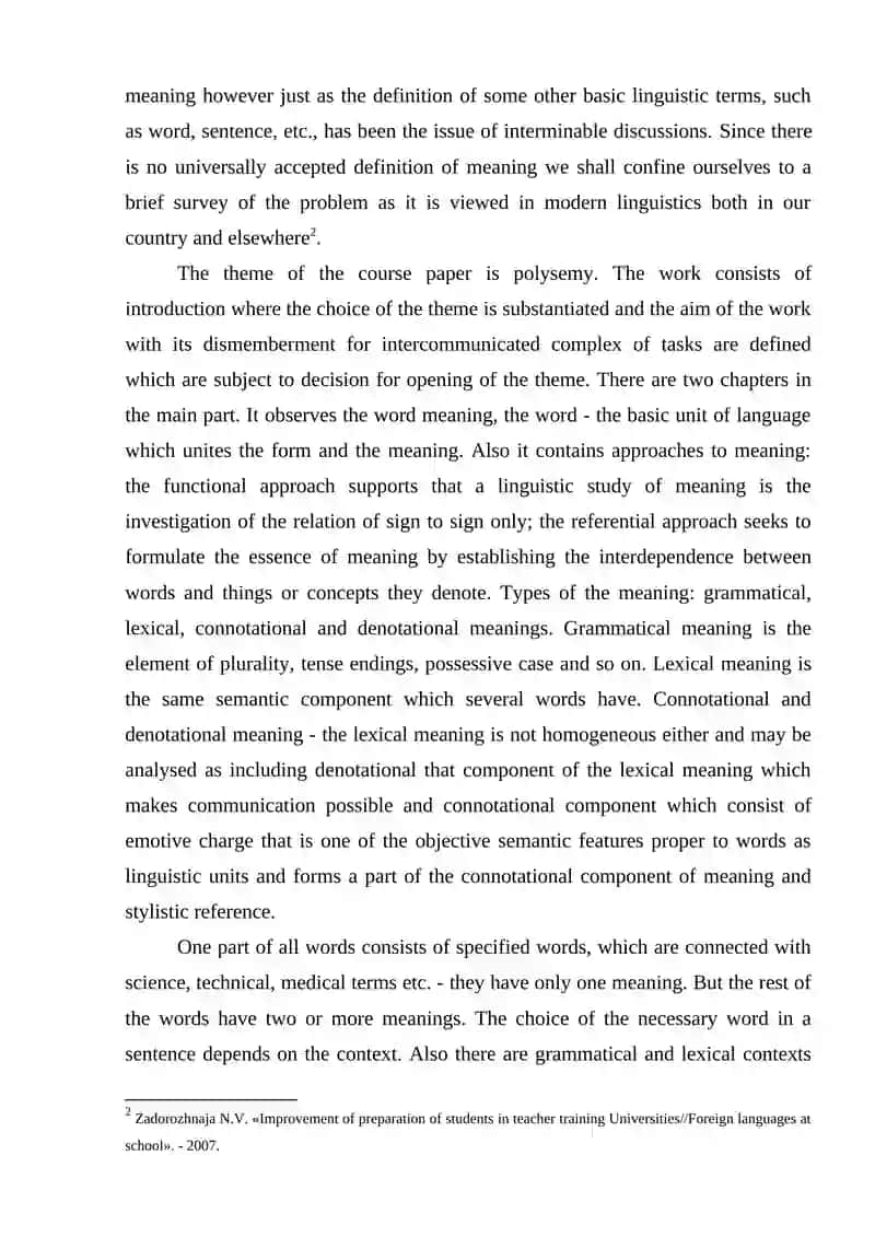 POLYSEMANTIC WORDS AND THEIR INFLUENCE IN ENGLISH LANGUAGE 3