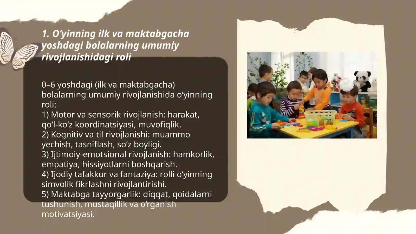 Oʻyin ilk va maktabgacha yoshgacha bo'lgan bolalar hayotida yetakchi faoliyat sifatida 3
