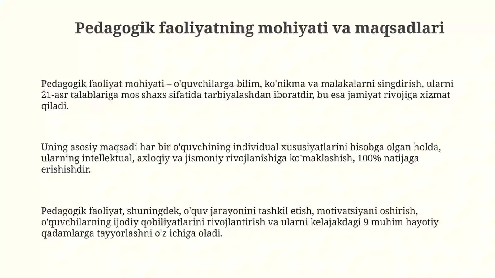 Pedagogik faoliyat. Pedagogik qobiliyatlar vaularningturlari 3