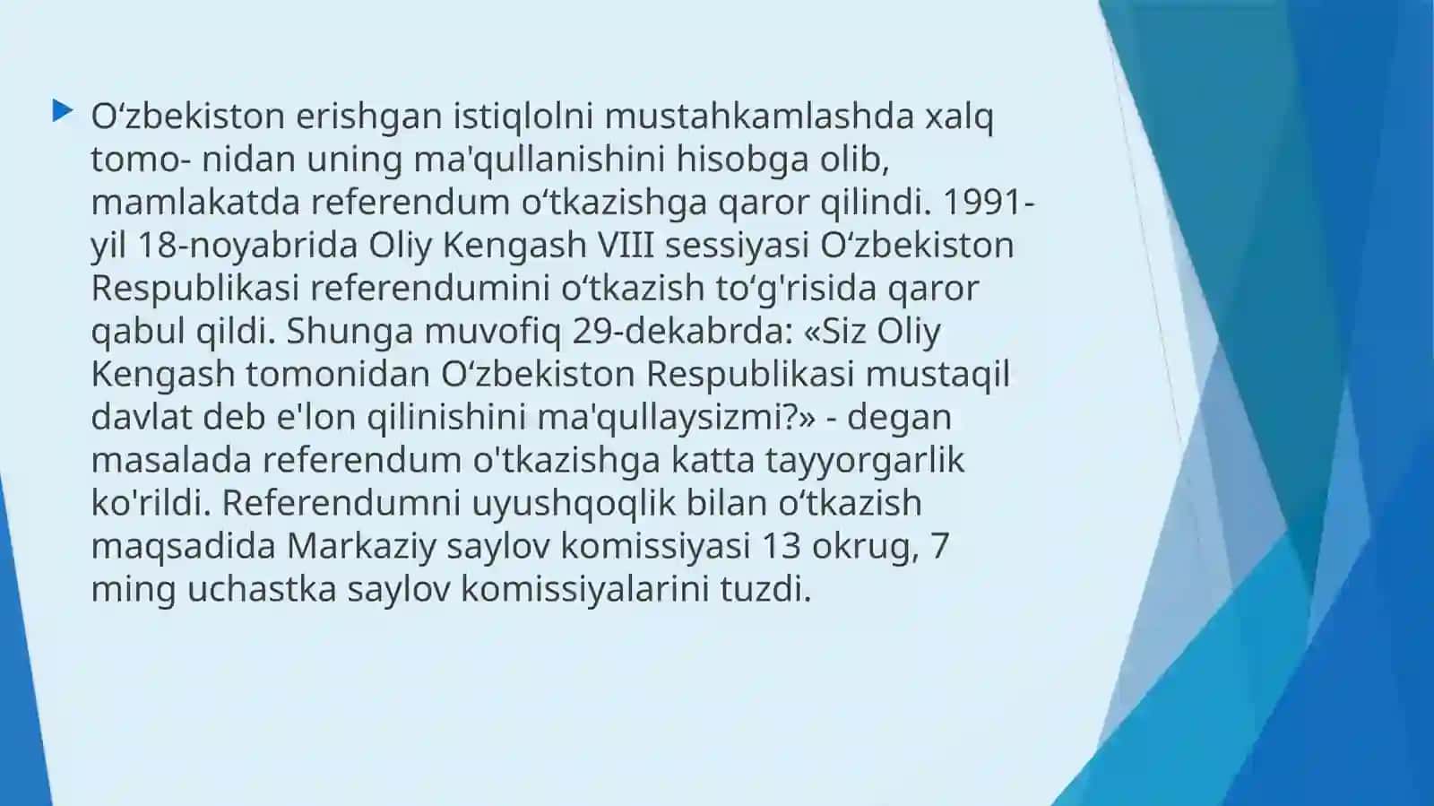 Mustaqil O’zbekiston davlatining tashkil topishi 3