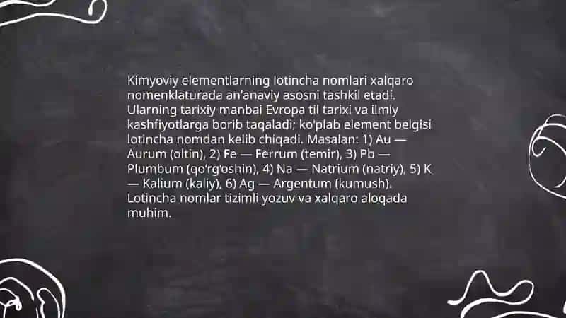 6-tipik gurux kimyoviy nomenklatura kimyoviy elementlar kislota va oksidlarning lotincha nomalari 3