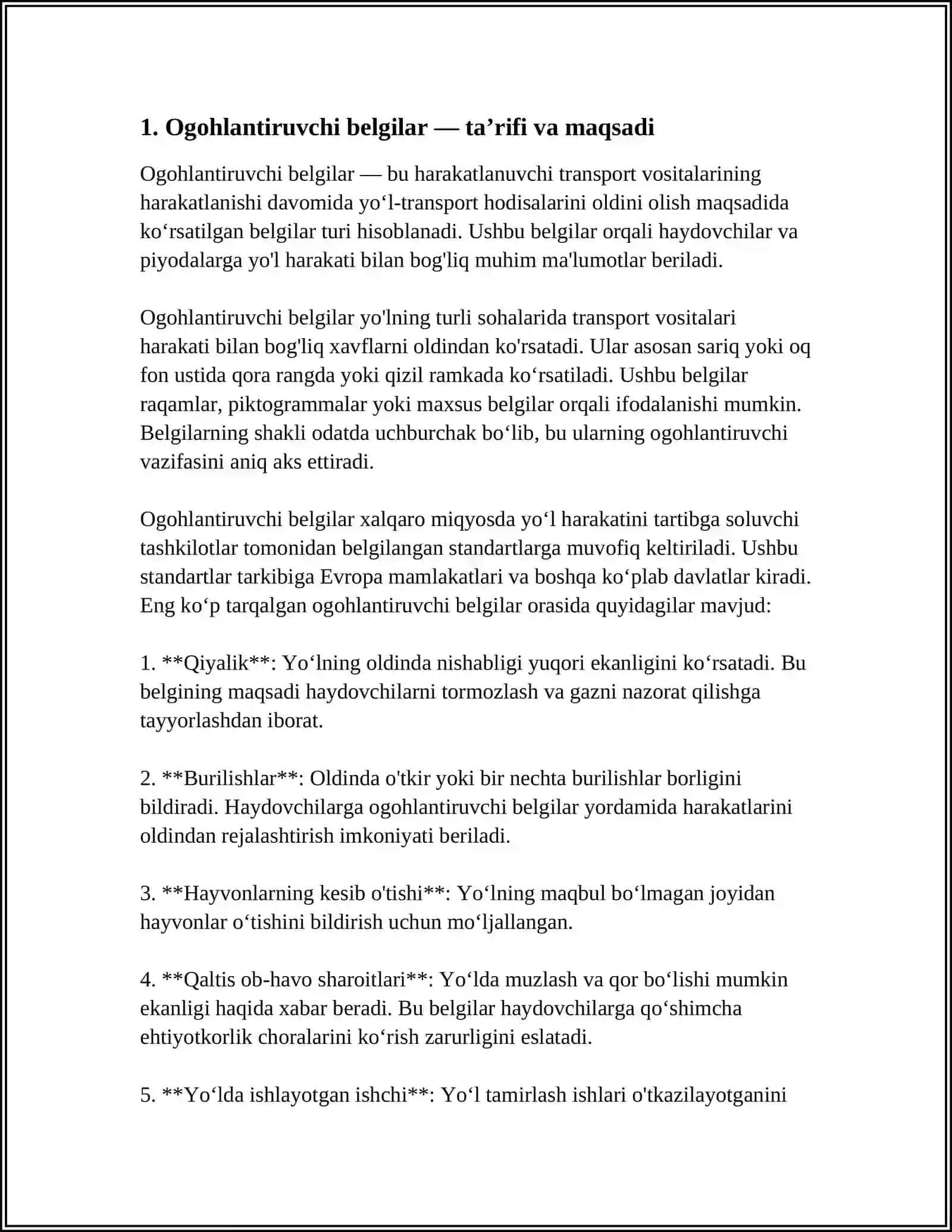 Ogohlantiruvchi belgilar 3