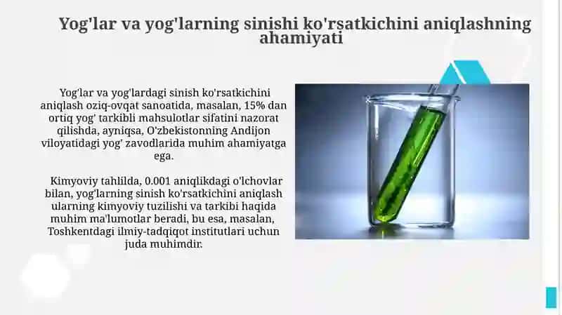 Yogʻ va moylarning nur sindirish koʻrsatkichini aniqlash 3
