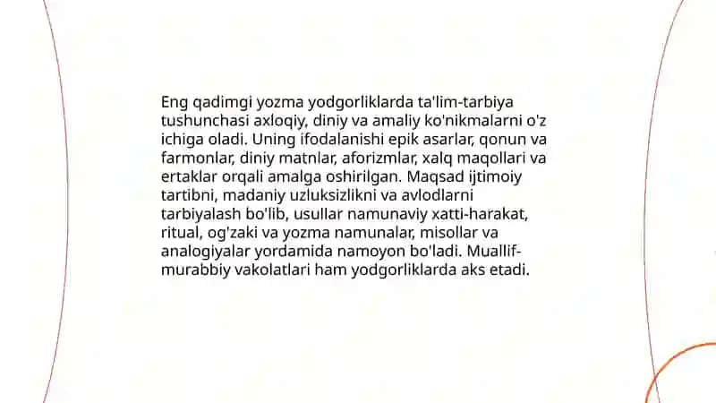 Eng qadimgi yozma yodgorliklarda ta'lim-tarbiya masalalari 3