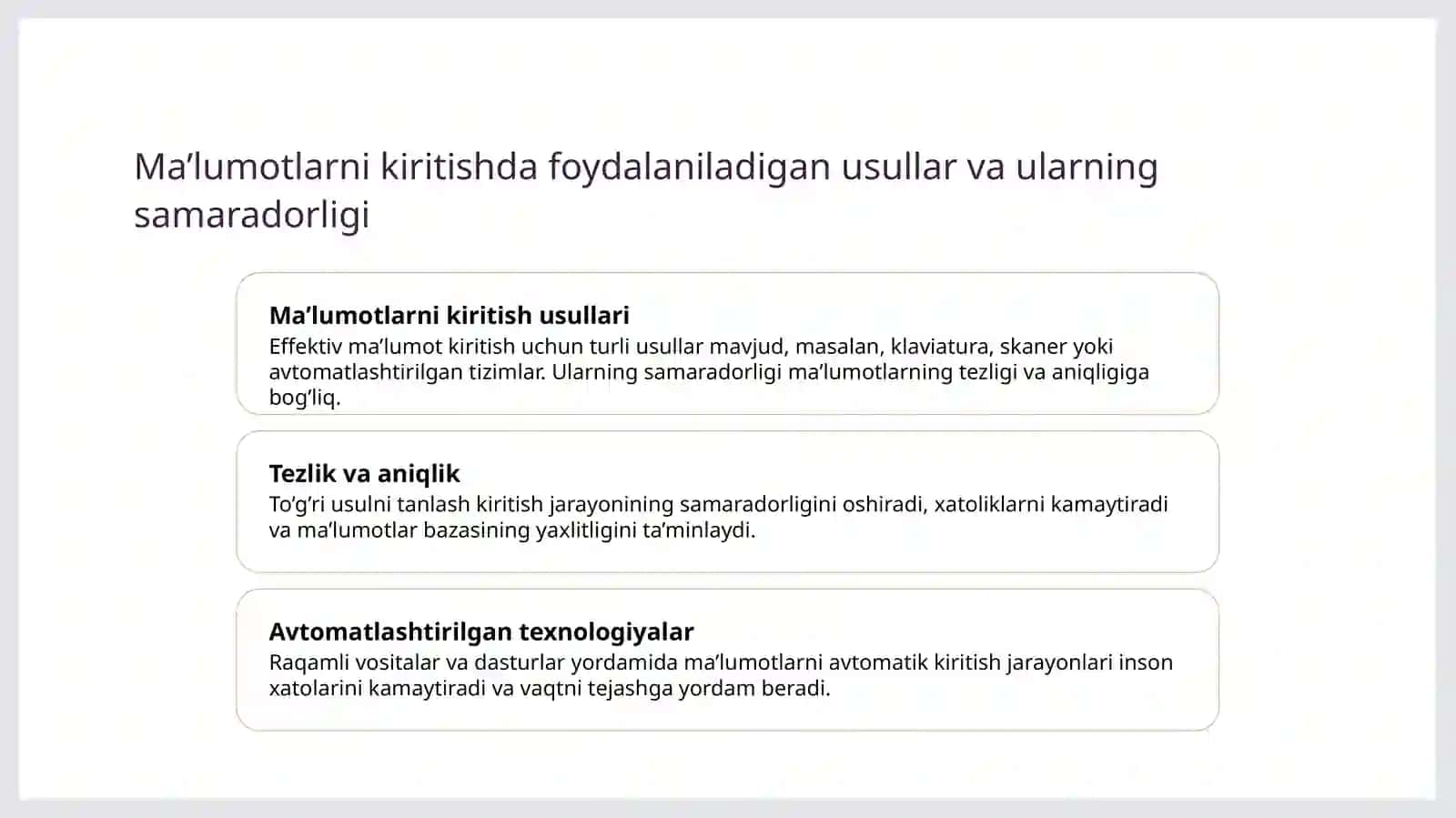 Ma’lumotlarni kiritish va formatlash 3