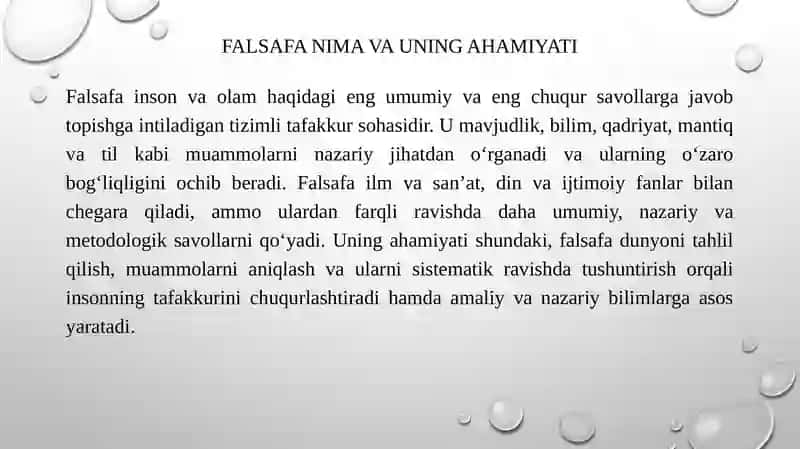Falsafaning predmeti va asosiy masalalari 3