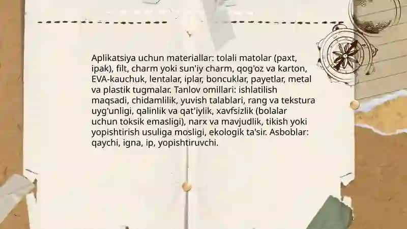 Aplikatsiya uchun materiallar va ularning tanlovi 3
