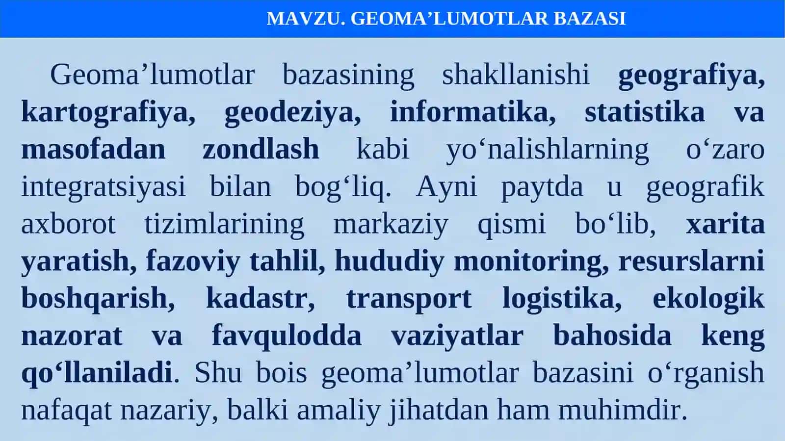 GEOMA’LUMOTLAR BAZASI 3