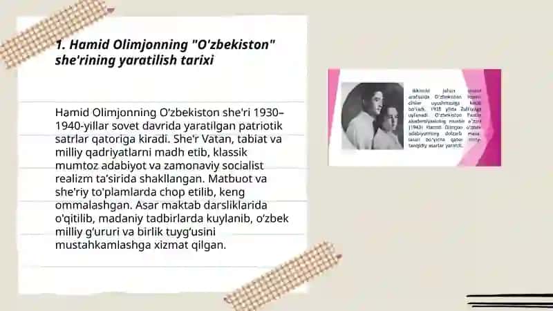 Hamid Olimjon va uning,,O'zbekiston" she'ri 3