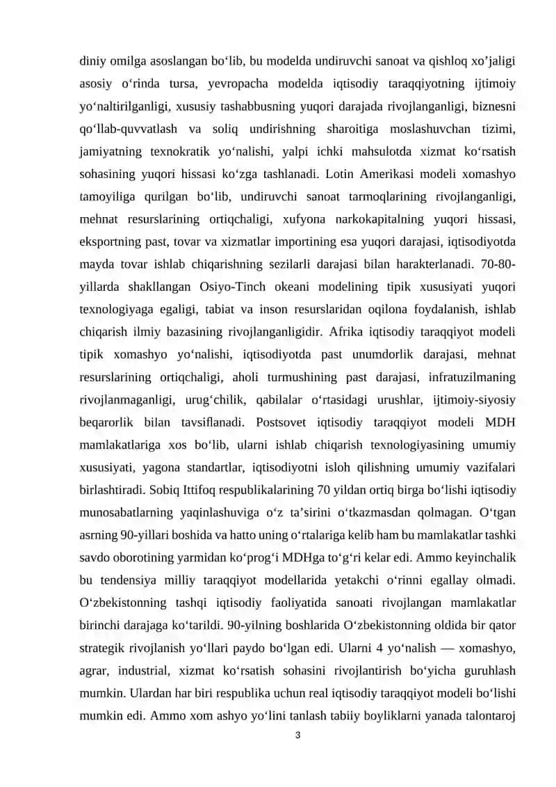 Iqtisodiy rivojlanish modellari 3