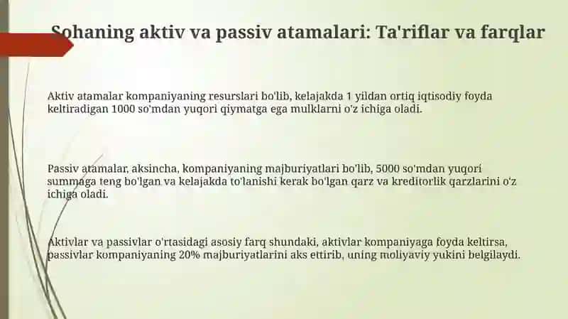 Sohaning faol va nofaol terminlari 3