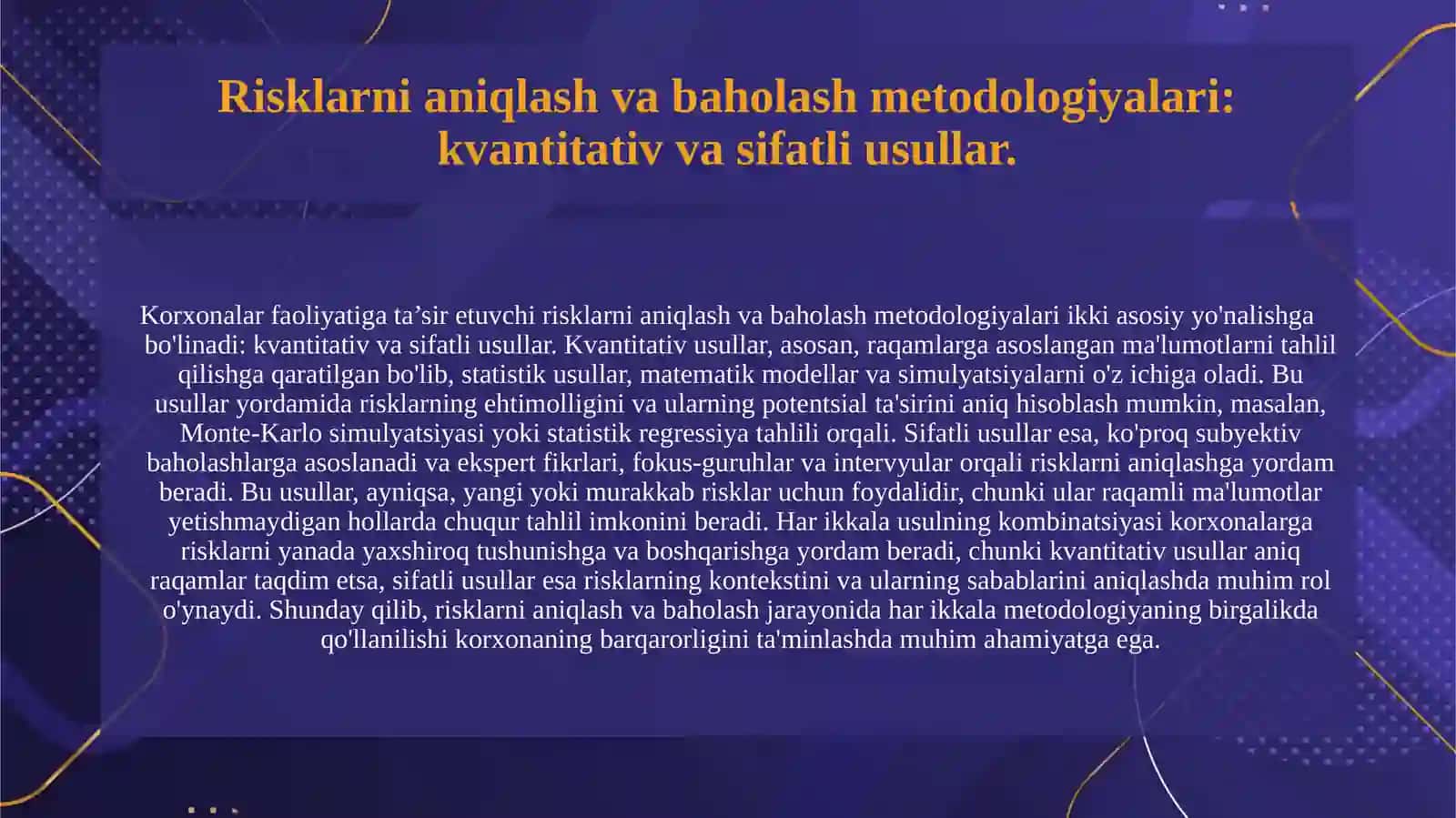Korxonalar faoliyatiga ta’sir etuvchi risklarni baholash 3