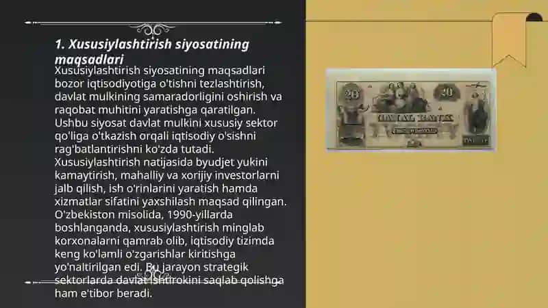 Davlatning mulkini xususiylashtirish va boshqarish siyosati 3