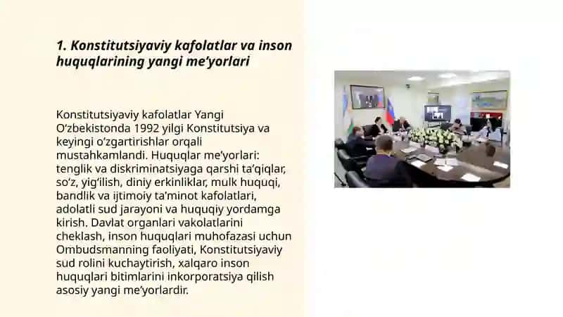 Yangi O‘zbekistonda inson haq-huquqlari va erkinliklari kafolatining yaratilishi 3