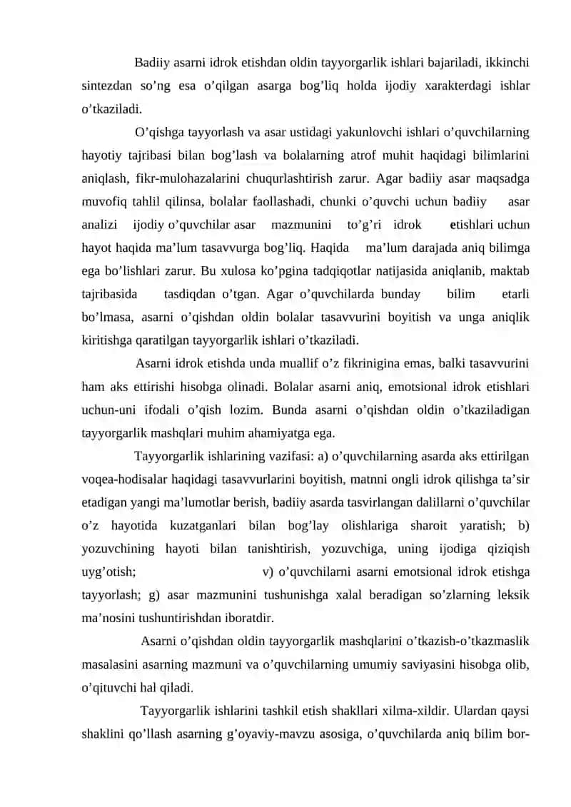Badiiy asar ustida  ishlash jarayoni 3