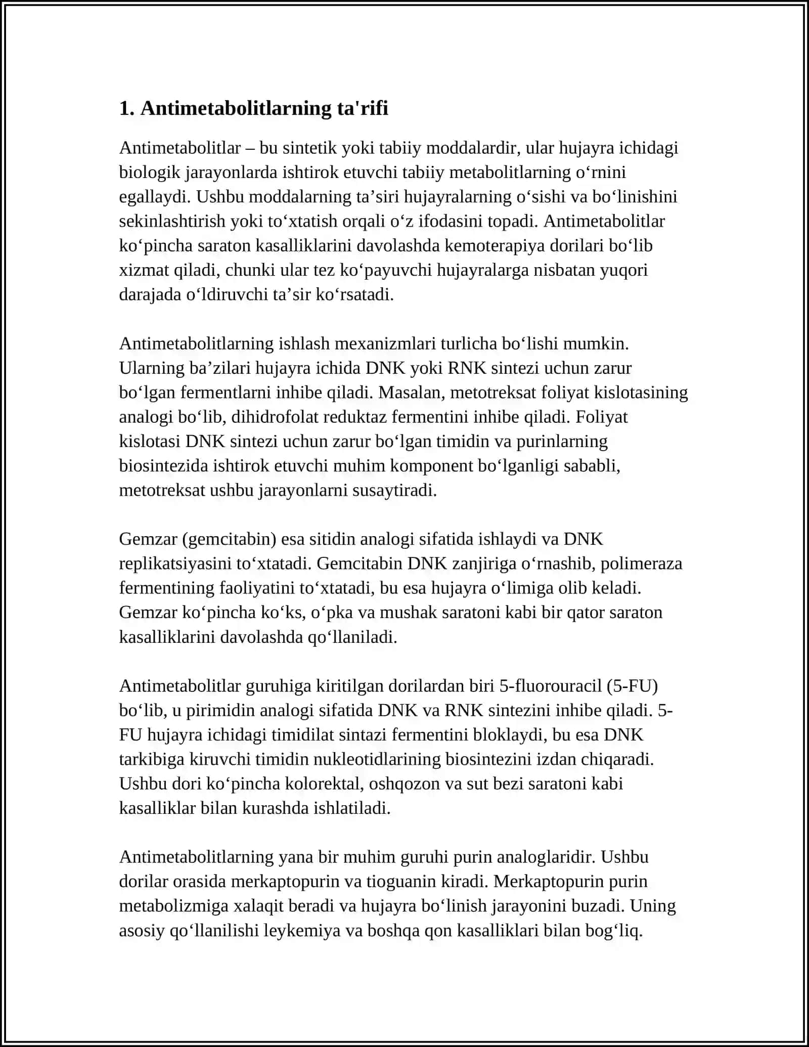 ANTIMETOBOLITLAR HAQIDA TUSHUNCHA BA'ZI AMINOKISLOTALAR ALMASHINUVI 3