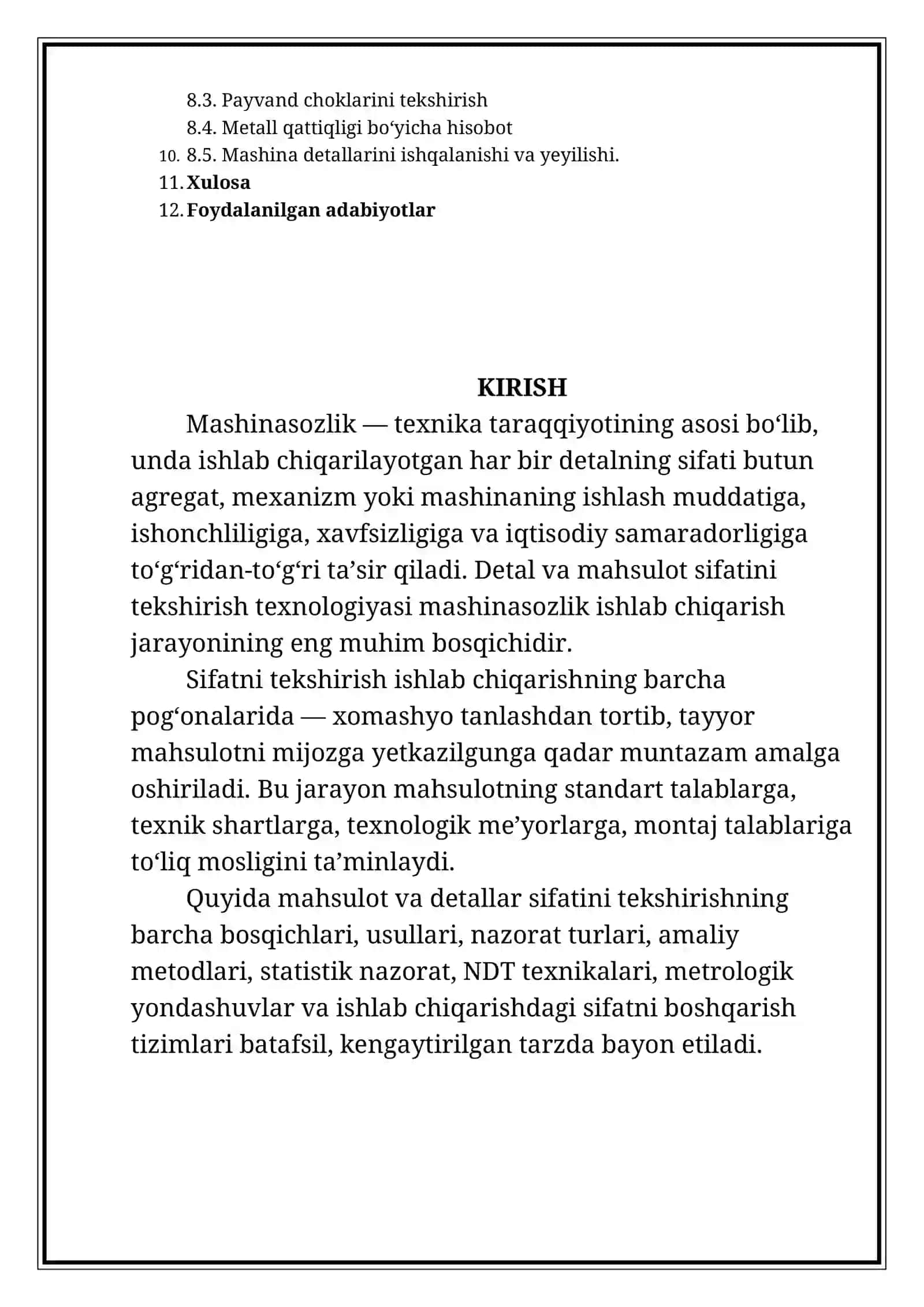 Mashinasozlik texnologiyasi asoslari fanidan MUSTAQIL ISHI 3