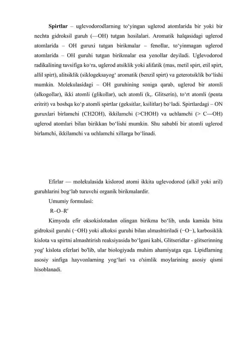 KISLORODLI ORGANIK BIRIKMALARNING XOSSSALARI VA UNI O’QITISHDA AXBOROT TEXNOLOGIYALARIDAN FOYDALANISH 3