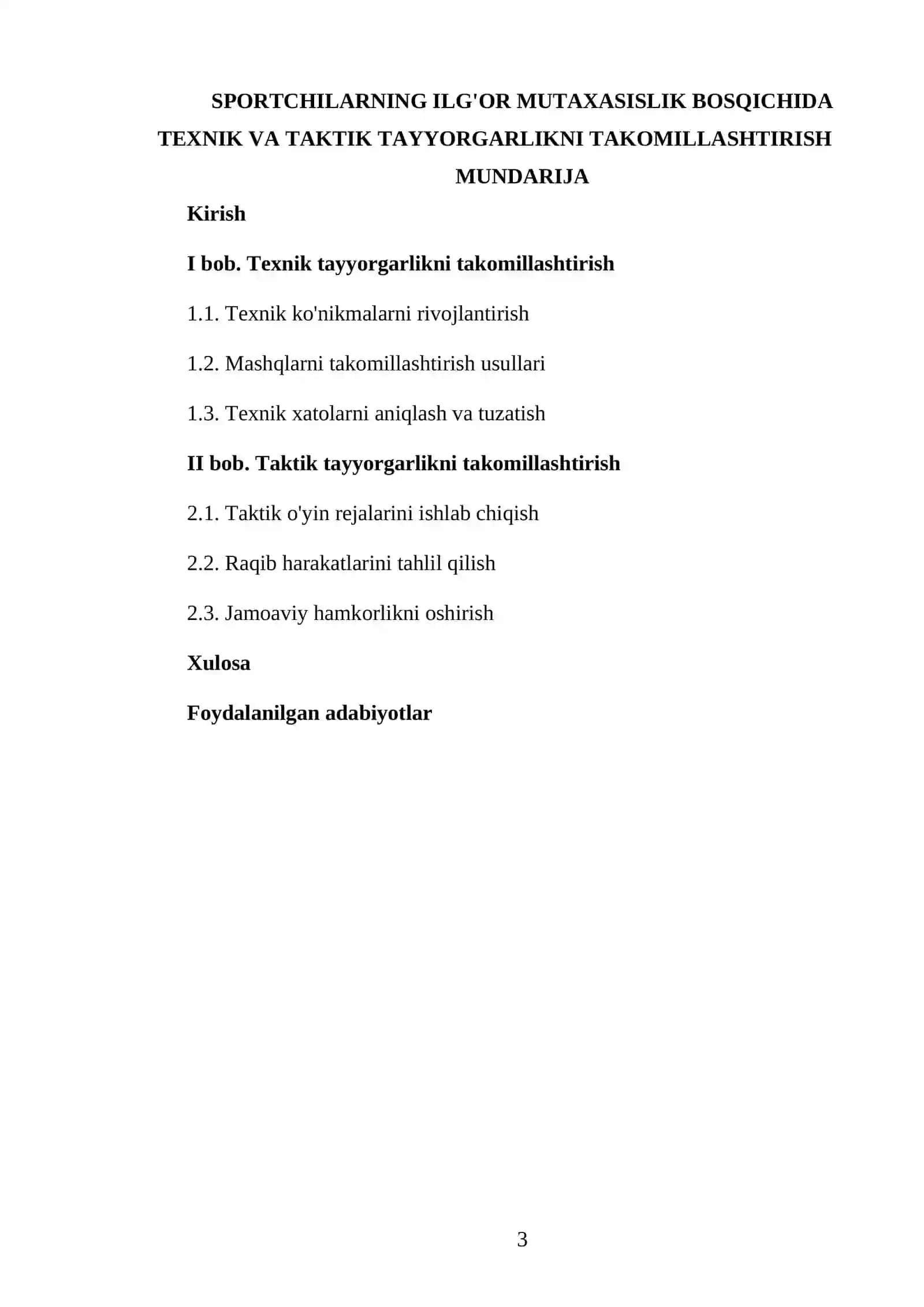SPORT VA XARAKATLI O‘YINLARNI O‘QITISH METODIKASI FANIDAN TAYYORLAGAN KURS ISHI 3