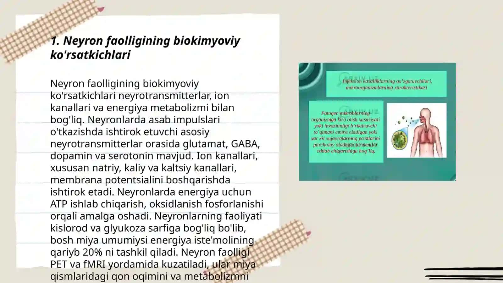 Ruxiy va asab tizimi kasalliklari kelib chiqib mexanizmlarining biokimyoviy aniqlash yo'llari 3