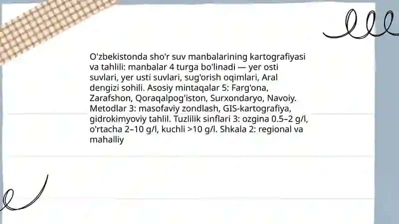 O'zbekistonda sho'r suv manbalarining kartografiyasi va tahlili 3