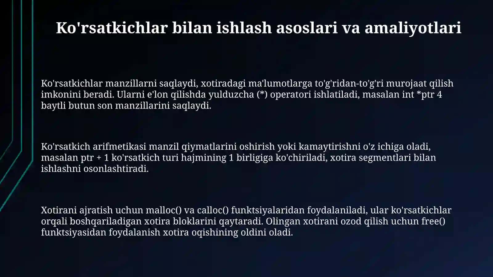 Koʻrsatkichlarning tarmoq xususiyatlari 3