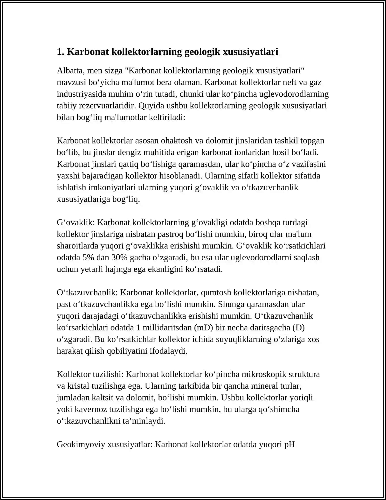 KARBONAT KOLLEKTORLI KATTA CHUQURLIKDA JOYLASHGAN NEFT UYUMLARINI ISHLASH 3