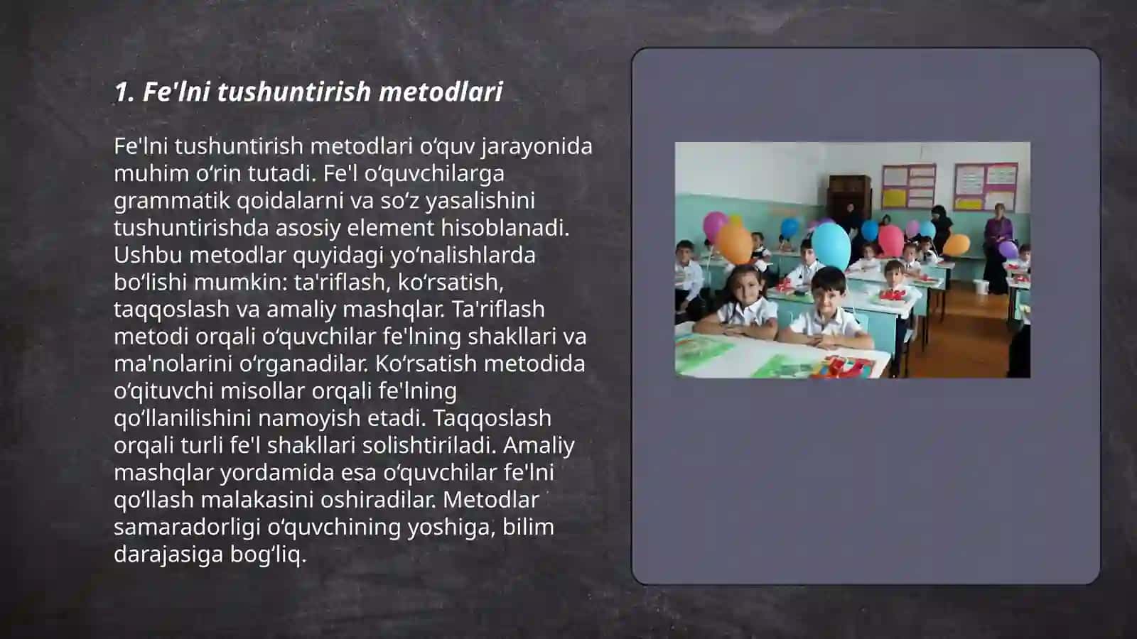 Fe'l so'z turkumini o'rgatish metodikasi 3
