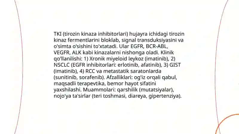 Xavfli oʻsmalarni davolashda ishlatiladigan zamonaviy target preparatlar 3