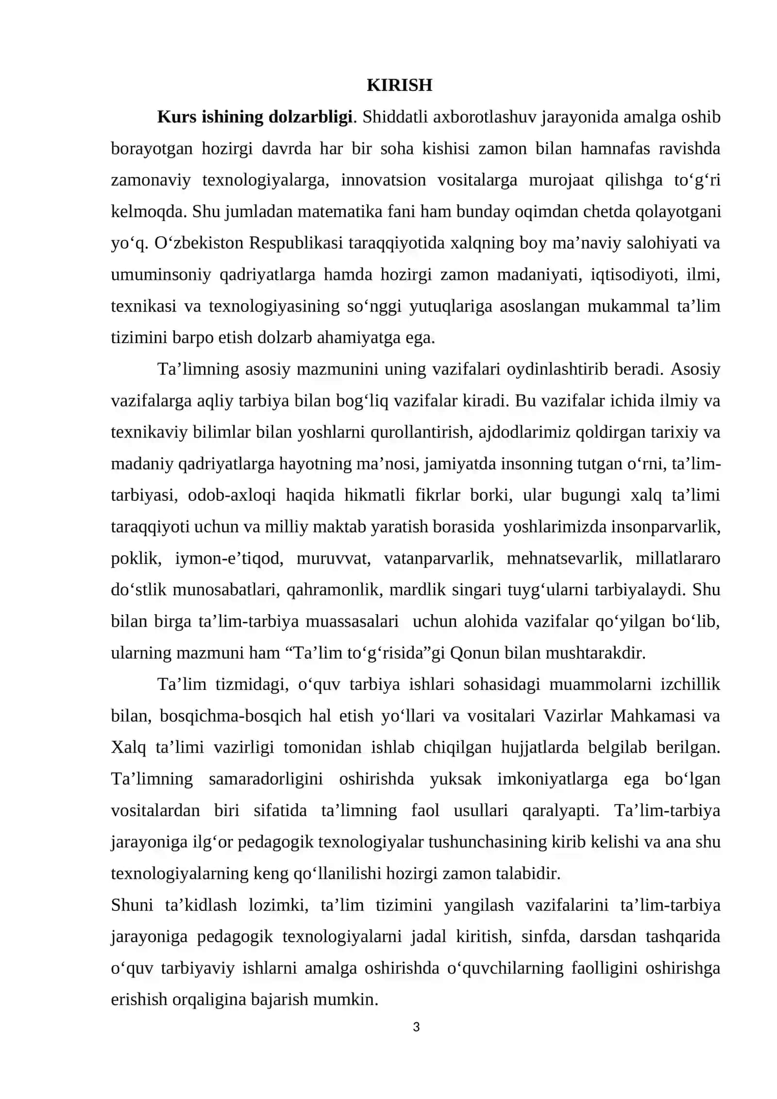 Matematika va informatika ta'lim yo'nalishi - Funksiyalar nazariyasi fanidan kurs ishi 3