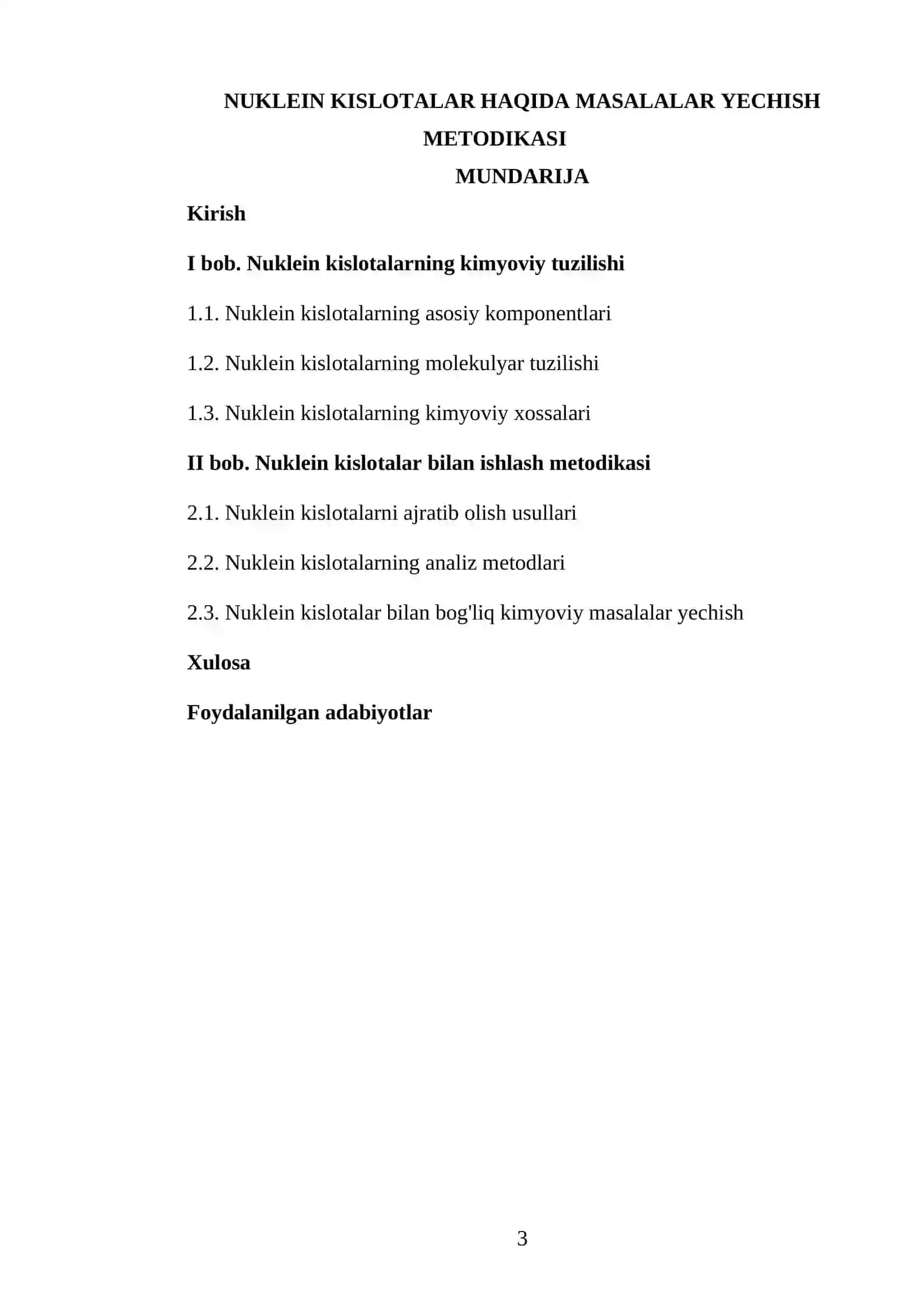 NUKLEIN KISLOTALAR HAQIDA MASALALAR YECHISH METODIKASI 3