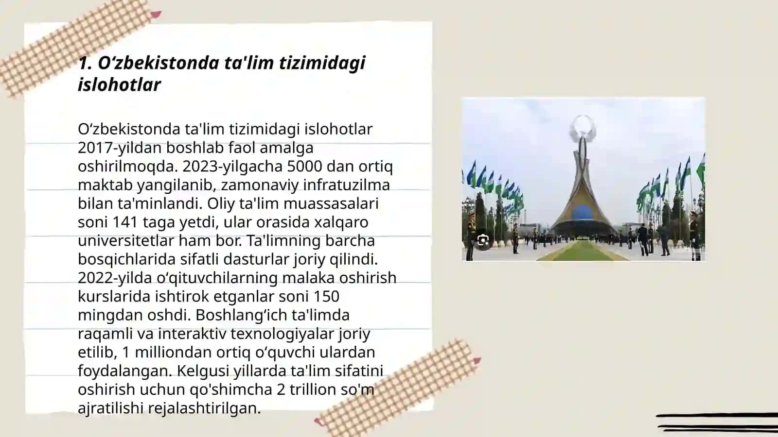 Oʻzbekistonda ta'lim tizimidagi islohotlar 3