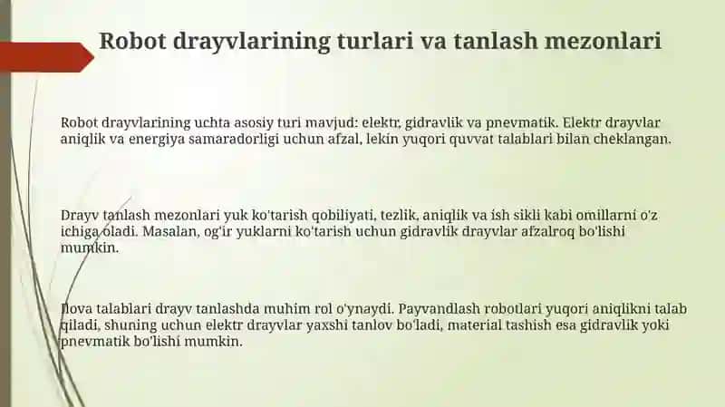 Sanoat robotlarining yuritmalari 3