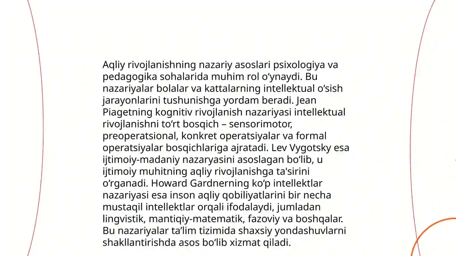 Aqliy rivojlanish o'rganish asosi hususiyatlari 3