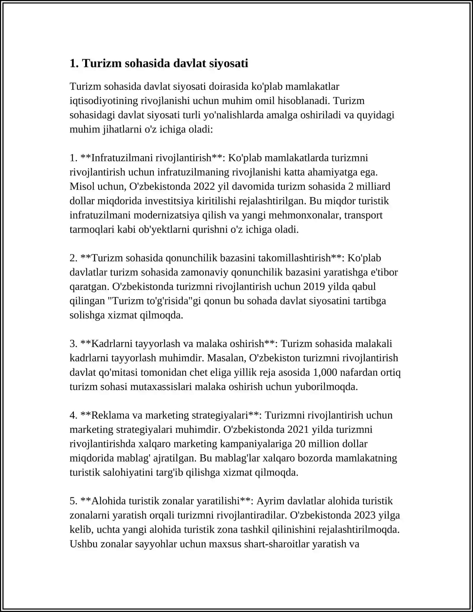 TURIZM SOHASINING DAVLAT TOMONIDAN BOSHQARISH YÓNALISHLARI 3
