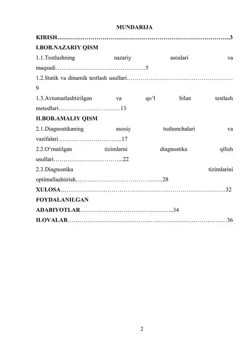 O‘RNATILGAN TIZIMLARNI TESTLASH VA DIAGNOSTIKA QILISH USULLARI 3