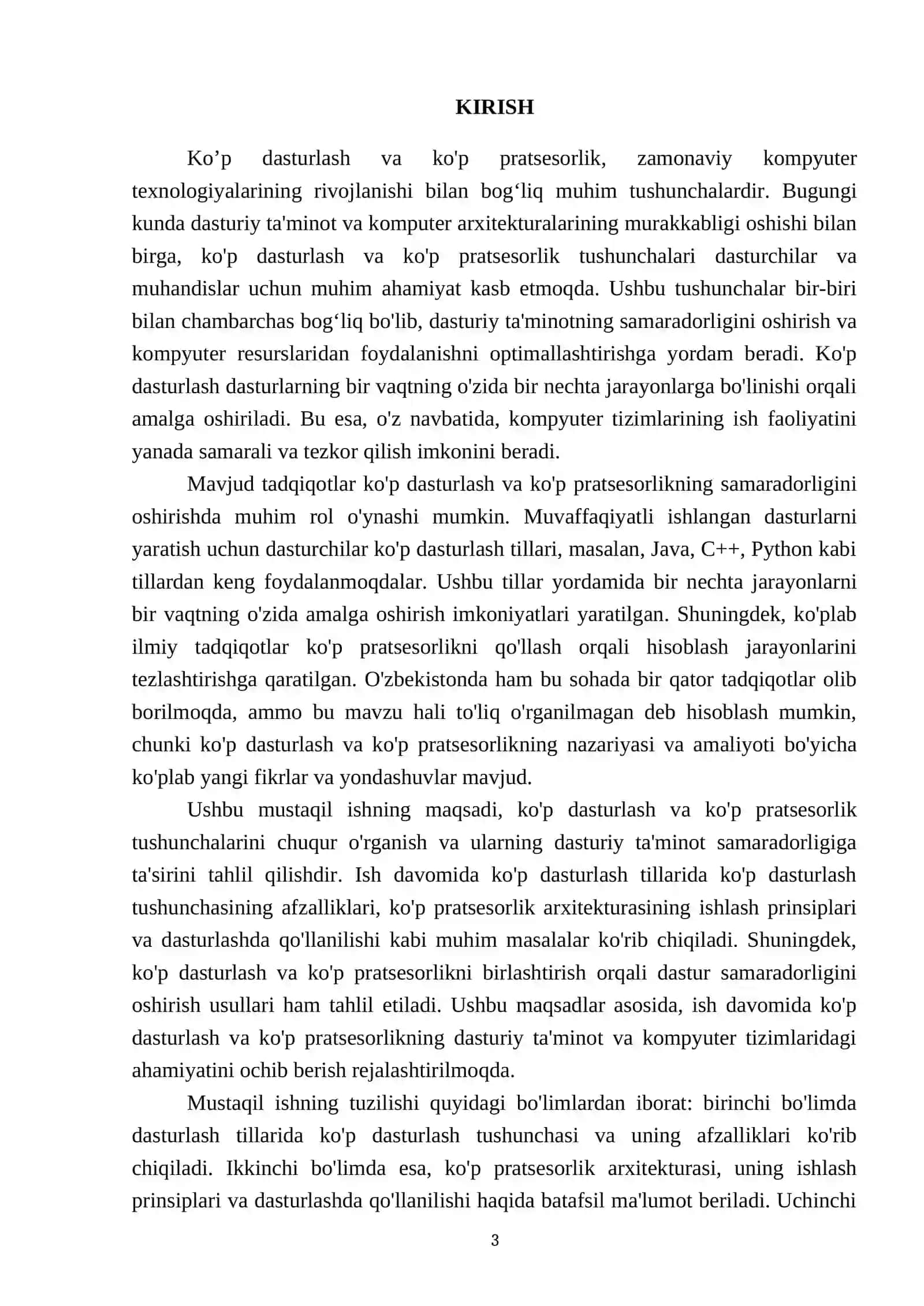 Koʼp dasturlash va kop pratsesorlik 3