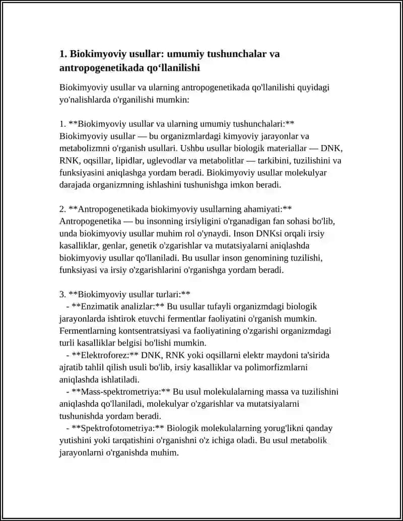 ANTROPOGENETIKA USULLARI: BIOKIMYOVIY VA SITOGENETIK USUL 3