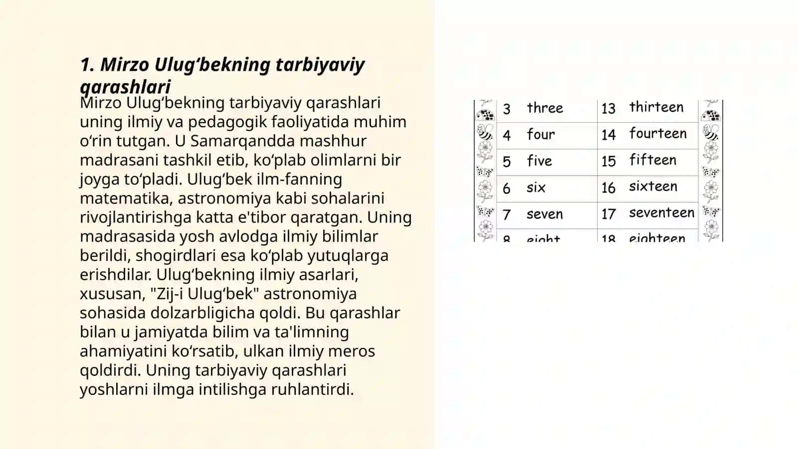 Mirzo Ulug‘bekning pedagogik g‘oyalari va talim rivojidagi xizmatlari 3